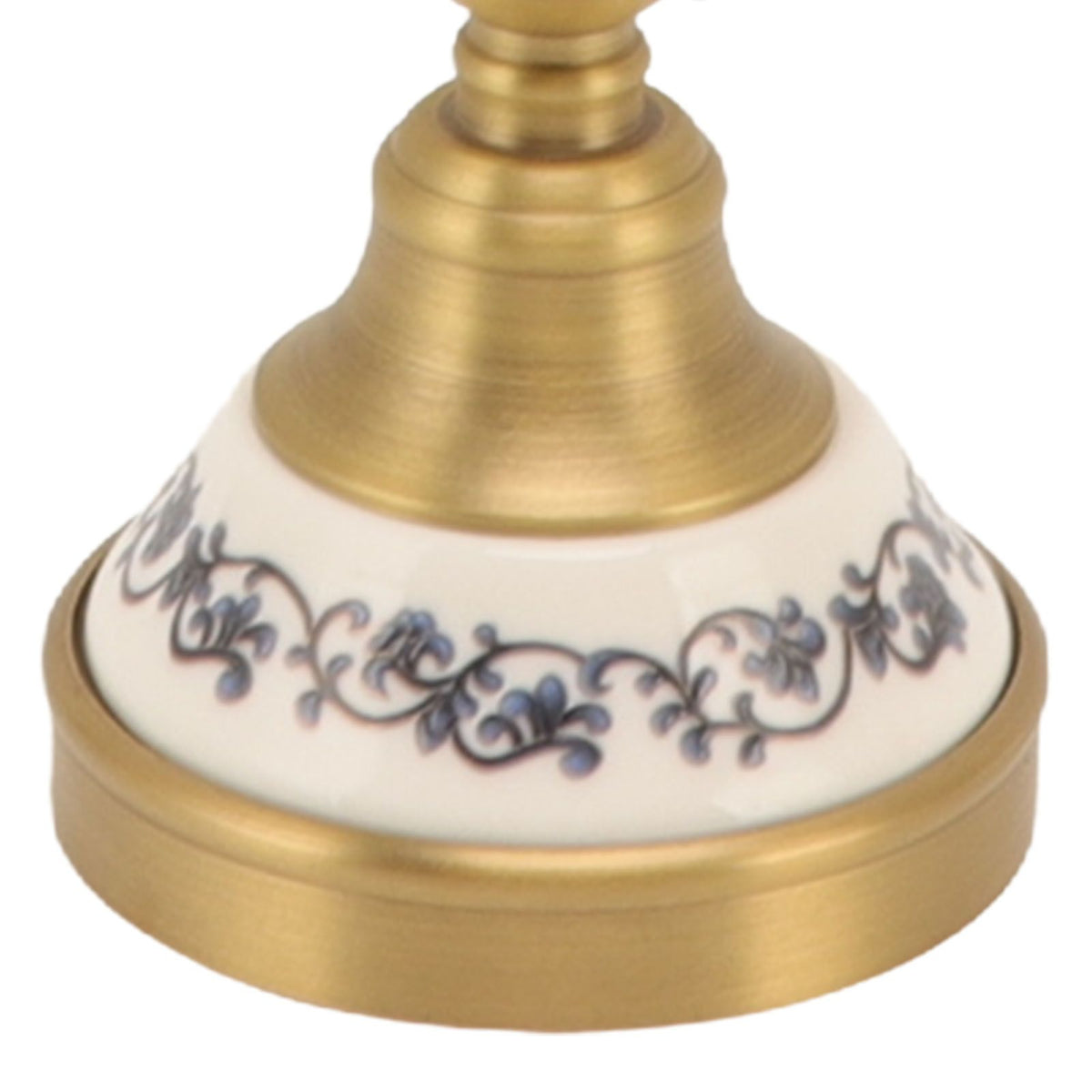 Towel Ring Antique Brass Finish Wall Mounted Bathroom Hand Towel Holder with Blue and White Porcelain Decal