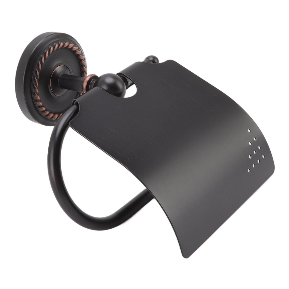 Wall Mounted Rolling Tissue Hanger Ancient Twist Roll Paper Holder for Bathroom Kitchen Under Cabinet Black