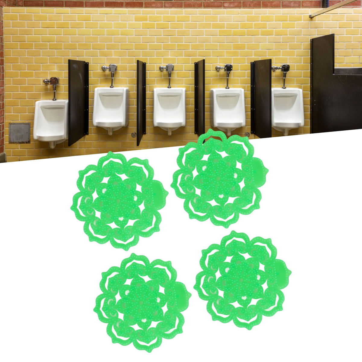 4pcs Urinal Screen Odor Proof Urinal Screen Deodorizer Urinal Splash Reducing Mats for Restaurants Office Toilet
