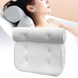 Bath Pillow 3D Mesh Fabric Soft Bathtub Pillow with Suction Cups Spa Bathtub Cushion for Back Neck Support Rest White
