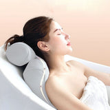 Bath Pillow 3D Mesh Fabric Soft Bathtub Pillow with Suction Cups Spa Bathtub Cushion for Back Neck Support Rest White