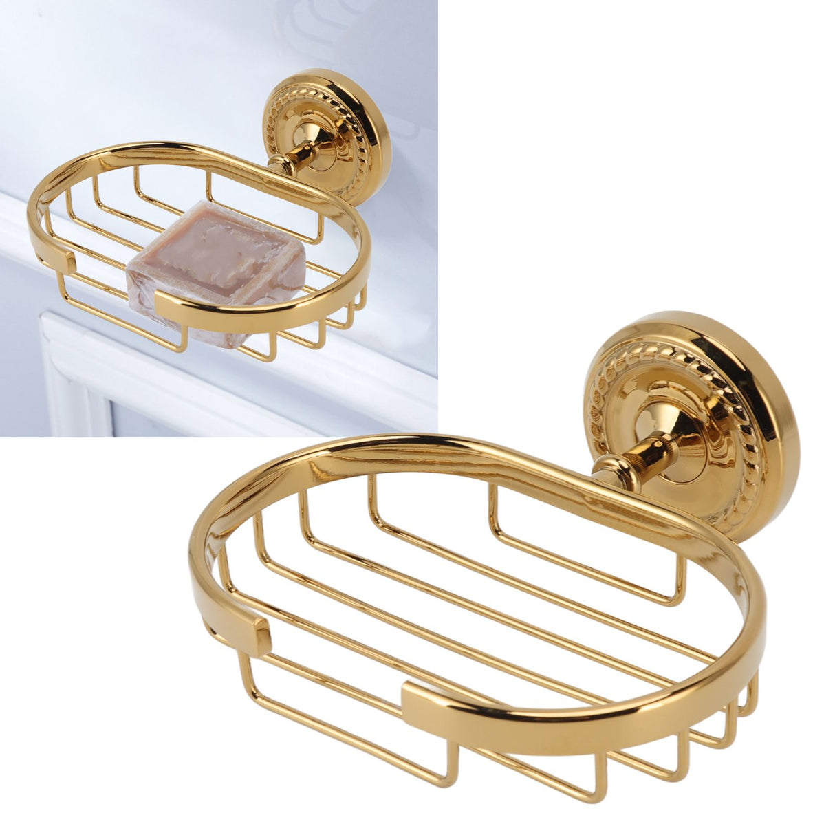 Wall Mounted Metal Soap Holder Antique Bathroom Soap Basket Dish Holder Golden Twist