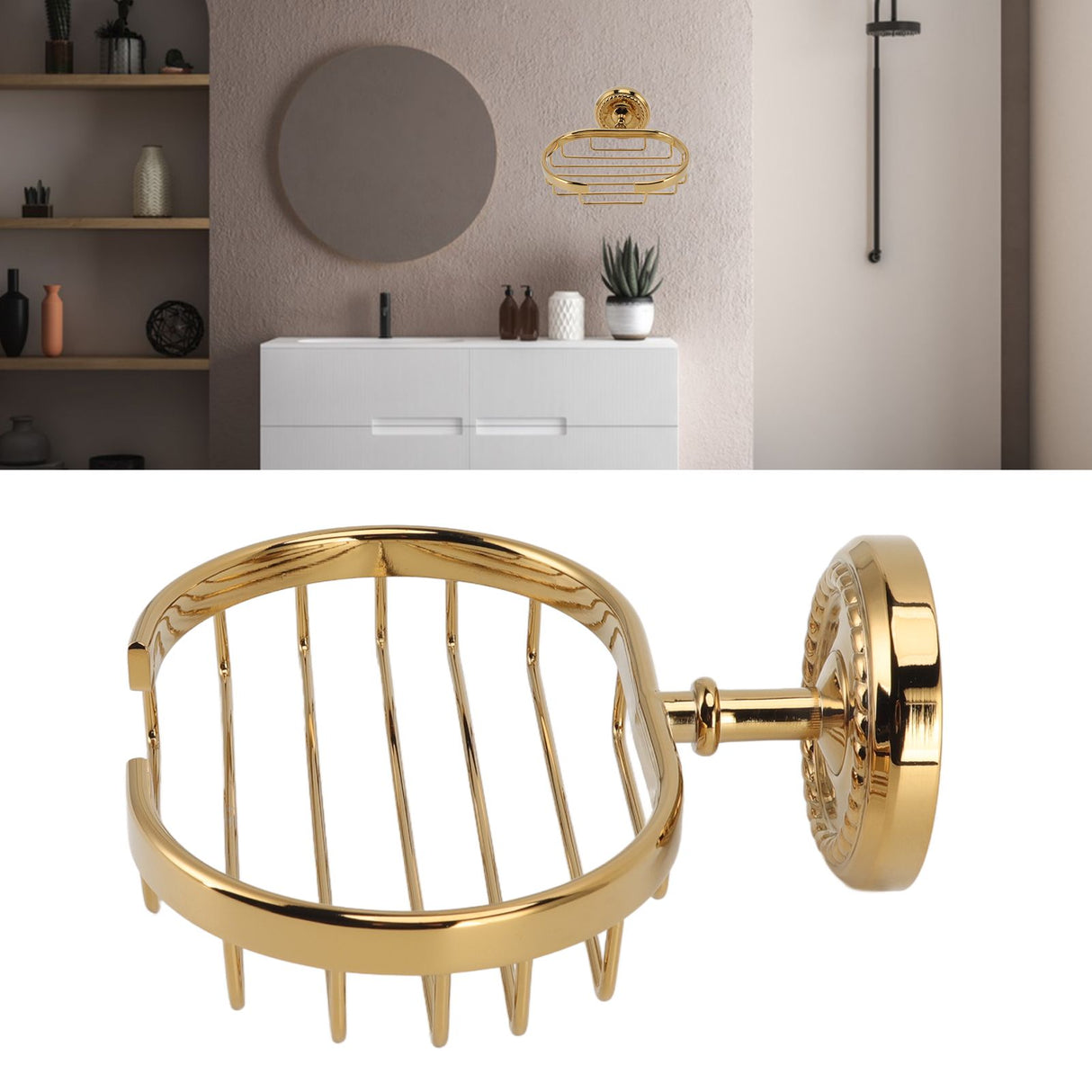 Wall Mounted Metal Soap Holder Antique Bathroom Soap Basket Dish Holder Golden Twist