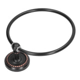Bathroom Towel Ring Brass Wall Mounted Antique Towel Holder Toilet Towel Rack Black Twisted Pattern - Top-Down View