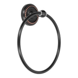Bathroom Towel Ring Brass Wall Mounted Antique Towel Holder Toilet Towel Rack Black Twisted Pattern - Rear View