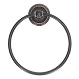 Bathroom Towel Ring Brass Wall Mounted Antique Towel Holder Toilet Towel Rack Black Twisted Pattern - Low Angle