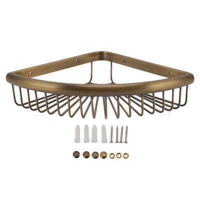 Vintage Corner Shower Caddy Brass Triangular Storage Rack Shelf Bathroom Organizer Corner Shelf