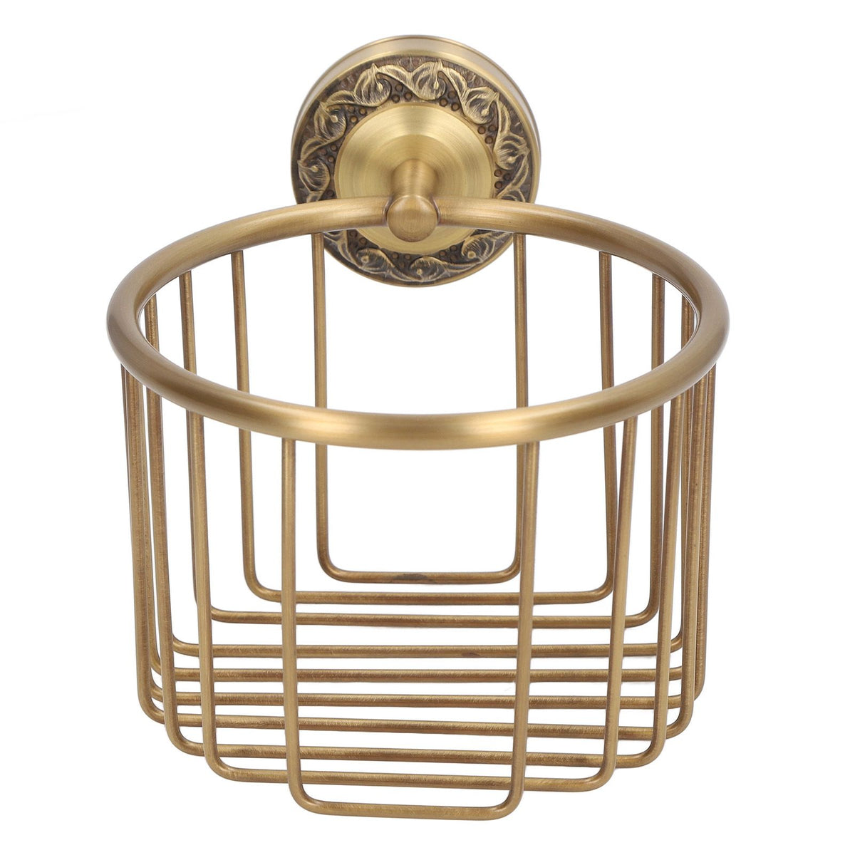 Brass Antique Toilet Roll Holder Punch Free Stable Wall Mount Paper Towel Rack for Bathroom