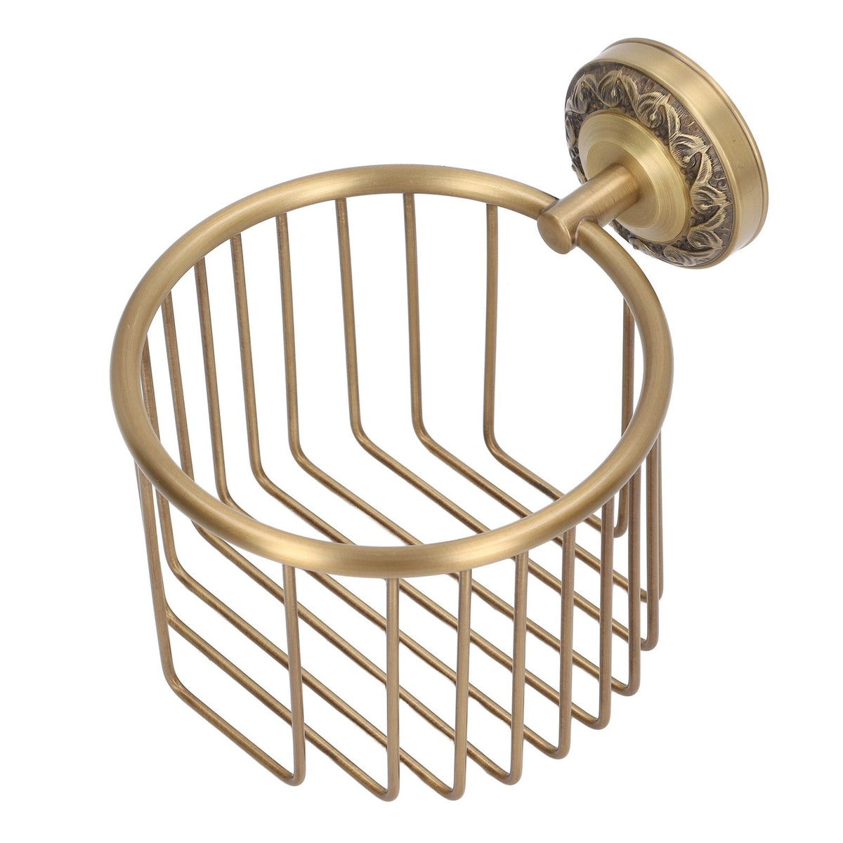 Brass Antique Toilet Roll Holder Punch Free Stable Wall Mount Paper Towel Rack for Bathroom