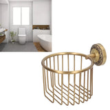 Brass Antique Toilet Roll Holder Punch Free Stable Wall Mount Paper Towel Rack for Bathroom - Extra Image