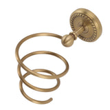 Hair Dryer Holder Antique Brass Hair Care Tools Holder Wall Mount Bronze Finished Spiral Hair Dryer Hanging Rack - Close-Up Angle