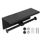 Stainless Steel Toilet Paper Holder with Shelf Self Adhesive Punch Free Toilet Paper Shelf Roll Holder for Bathroom K10 Black