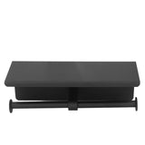 Stainless Steel Toilet Paper Holder with Shelf Self Adhesive Punch Free Toilet Paper Shelf Roll Holder for Bathroom K10 Black - Rear View