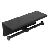 Stainless Steel Toilet Paper Holder with Shelf Self Adhesive Punch Free Toilet Paper Shelf Roll Holder for Bathroom K10 Black - Extra Image