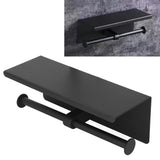 Stainless Steel Toilet Paper Holder with Shelf Self Adhesive Punch Free Toilet Paper Shelf Roll Holder for Bathroom K10 Black