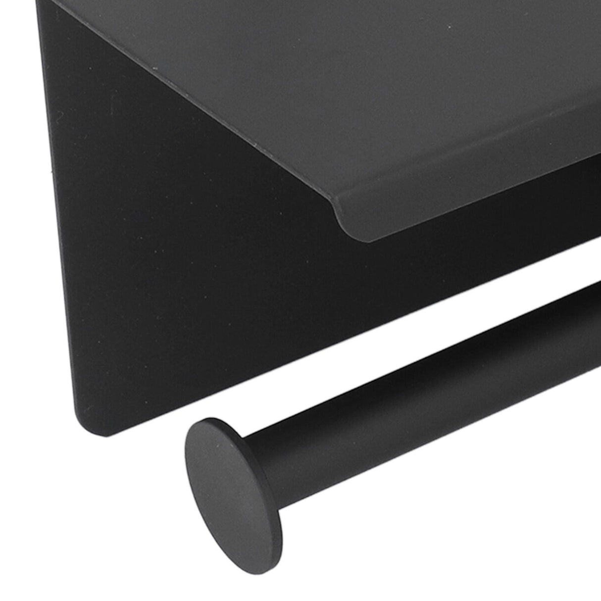 Stainless Steel Toilet Paper Holder with Shelf Self Adhesive Punch Free Toilet Paper Shelf Roll Holder for Bathroom K10 Black