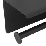 Stainless Steel Toilet Paper Holder with Shelf Self Adhesive Punch Free Toilet Paper Shelf Roll Holder for Bathroom K10 Black - Extra Image