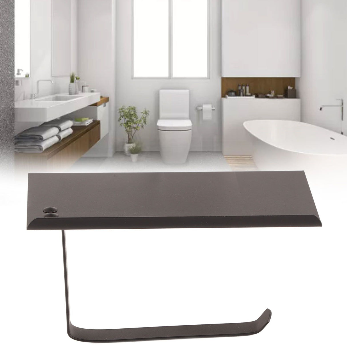 Paper Towel Holder Stainless Steel Punch Free Dual Use Toilet Paper Dispenser for Home Bathroom K6 Black