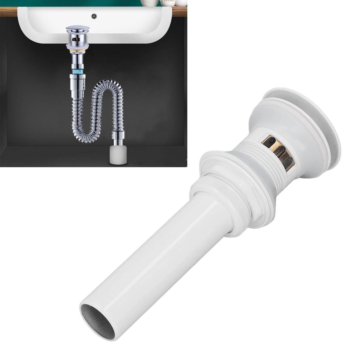 Pop Up Drain Stopper Press Bounce Deodorization Bathroom Sink Drain for Home White With Hole