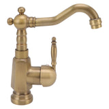 Bathroom Sink Faucet Antique Brass Vanity Mixer Faucet Tap Heightening Single Handle Wash Basin Tap with Hoses for Home - Front View