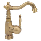 Bathroom Sink Faucet Antique Brass Vanity Mixer Faucet Tap Heightening Single Handle Wash Basin Tap with Hoses for Home - Side View