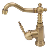 Bathroom Sink Faucet Antique Brass Vanity Mixer Faucet Tap Heightening Single Handle Wash Basin Tap with Hoses for Home - 45-Degree Angle