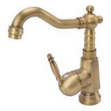 Bathroom Sink Faucet Antique Brass Vanity Mixer Faucet Tap Heightening Single Handle Wash Basin Tap with Hoses for Home - Rear View