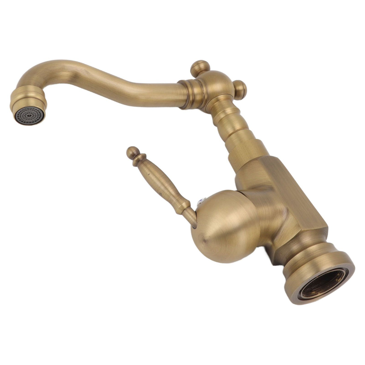 Bathroom Sink Faucet Antique Brass Vanity Mixer Faucet Tap Heightening Single Handle Wash Basin Tap with Hoses for Home
