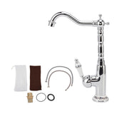 Bathroom Water Tap Retro European Style Brass Electroplating with Long Bend Hose Hot Cold Mixer Basin Faucet for Home