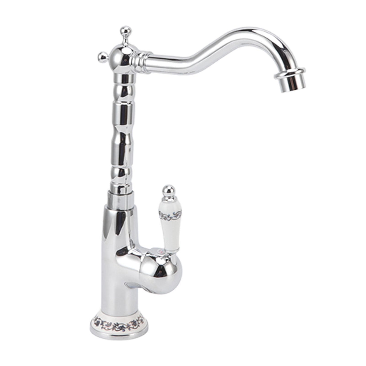 Bathroom Water Tap Retro European Style Brass Electroplating with Long Bend Hose Hot Cold Mixer Basin Faucet for Home