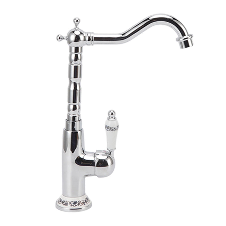 Bathroom Water Tap Retro European Style Brass Electroplating with Long Bend Hose Hot Cold Mixer Basin Faucet for Home