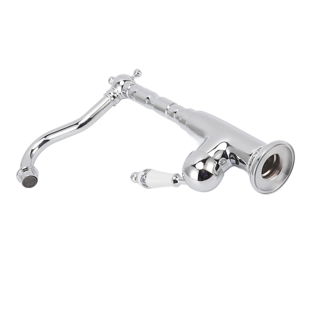 Bathroom Water Tap Retro European Style Brass Electroplating with Long Bend Hose Hot Cold Mixer Basin Faucet for Home