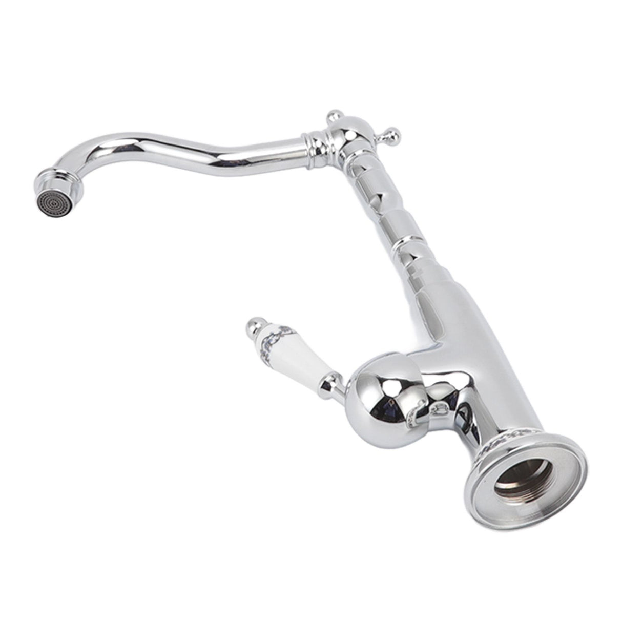 Bathroom Water Tap Retro European Style Brass Electroplating with Long Bend Hose Hot Cold Mixer Basin Faucet for Home