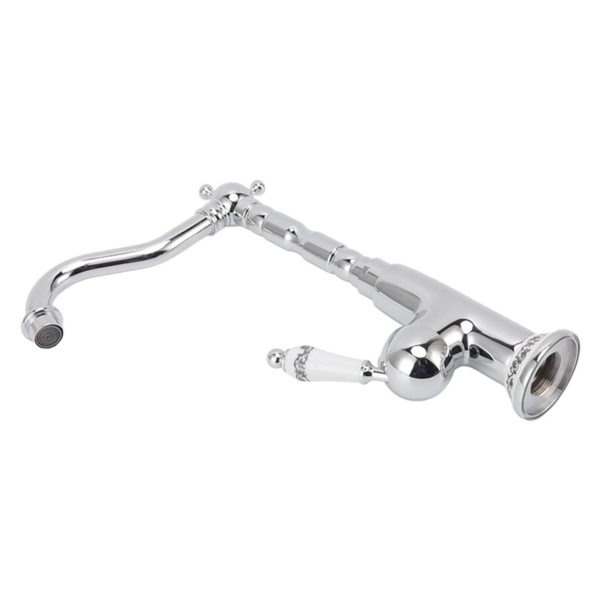 Bathroom Water Tap Retro European Style Brass Electroplating with Long Bend Hose Hot Cold Mixer Basin Faucet for Home