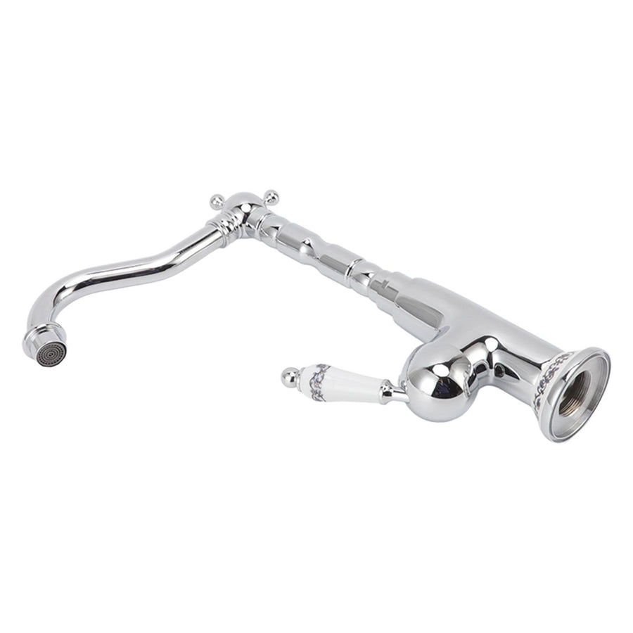Bathroom Water Tap Retro European Style Brass Electroplating with Long Bend Hose Hot Cold Mixer Basin Faucet for Home