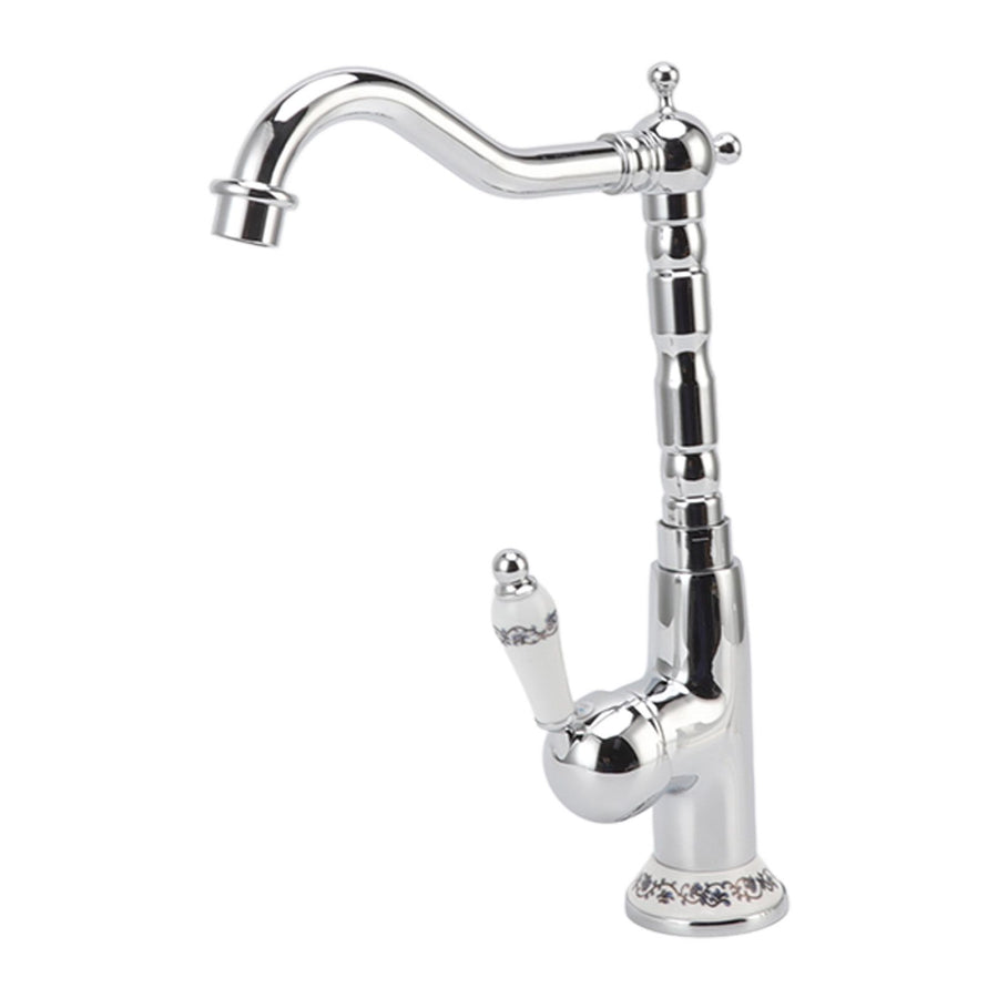 Bathroom Water Tap Retro European Style Brass Electroplating with Long Bend Hose Hot Cold Mixer Basin Faucet for Home