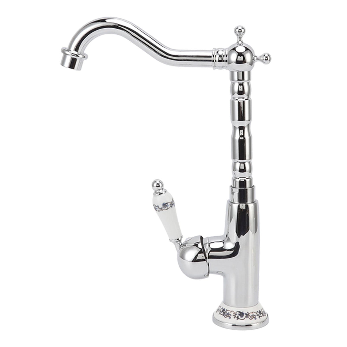 Bathroom Water Tap Retro European Style Brass Electroplating with Long Bend Hose Hot Cold Mixer Basin Faucet for Home