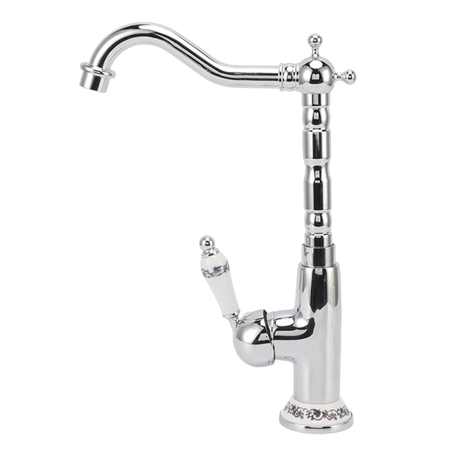 Bathroom Water Tap Retro European Style Brass Electroplating with Long Bend Hose Hot Cold Mixer Basin Faucet for Home