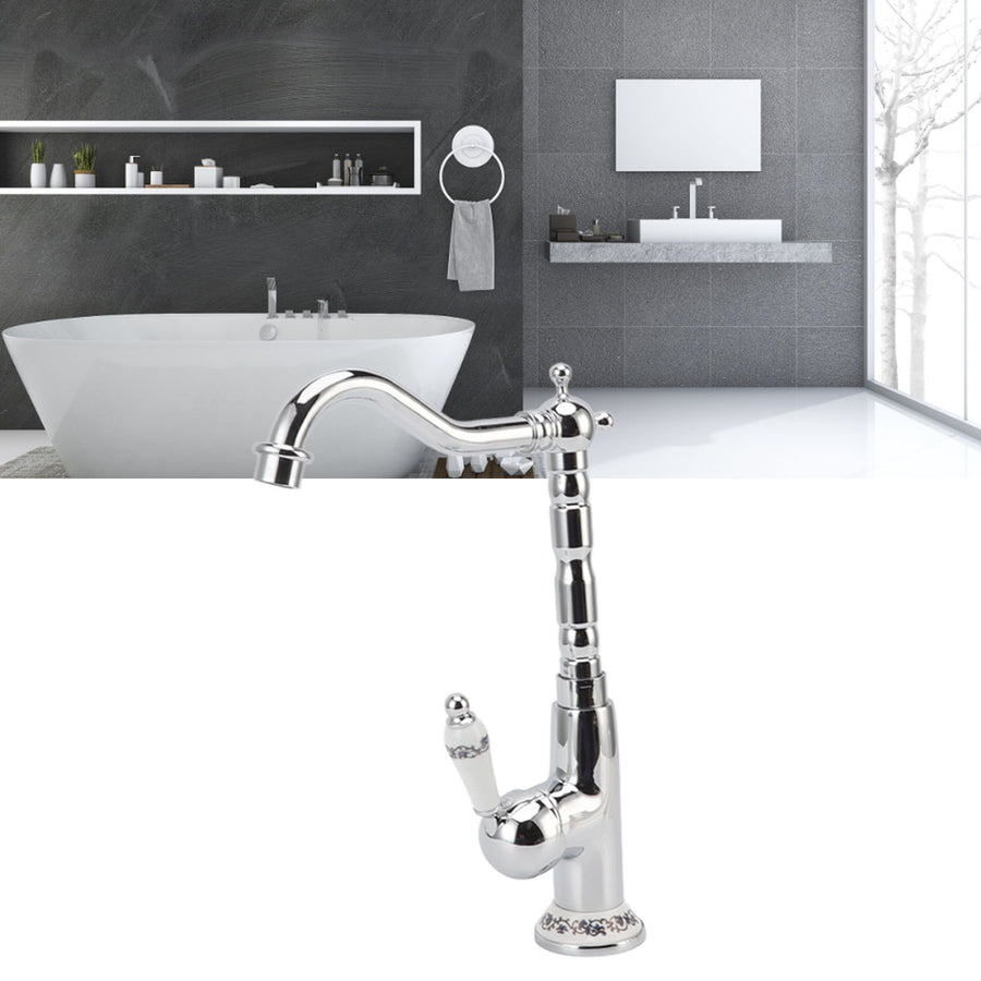 Bathroom Water Tap Retro European Style Brass Electroplating with Long Bend Hose Hot Cold Mixer Basin Faucet for Home