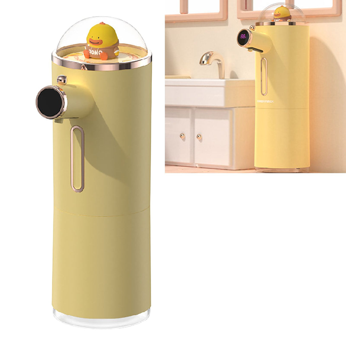 Automatic Foam Soap Dispenser Cute Intelligent Infrared Sensor Waterproof Rechargeable Touchless Automatic Soap Dispenser Yellow
