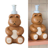 Foam Pump Bottle Cute Bear Shape Large Capacity Foaming Soap Dispenser Bottle for Facial Wash Body Wash Hand Soap Chocolate - Extra Image