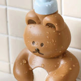 Foam Pump Bottle Cute Bear Shape Large Capacity Foaming Soap Dispenser Bottle for Facial Wash Body Wash Hand Soap Chocolate