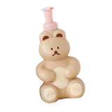 Foam Pump Bottle Cute Bear Shape Large Capacity Foaming Soap Dispenser Bottle for Facial Wash Body Wash Hand Soap Milk Tea Color - Front View