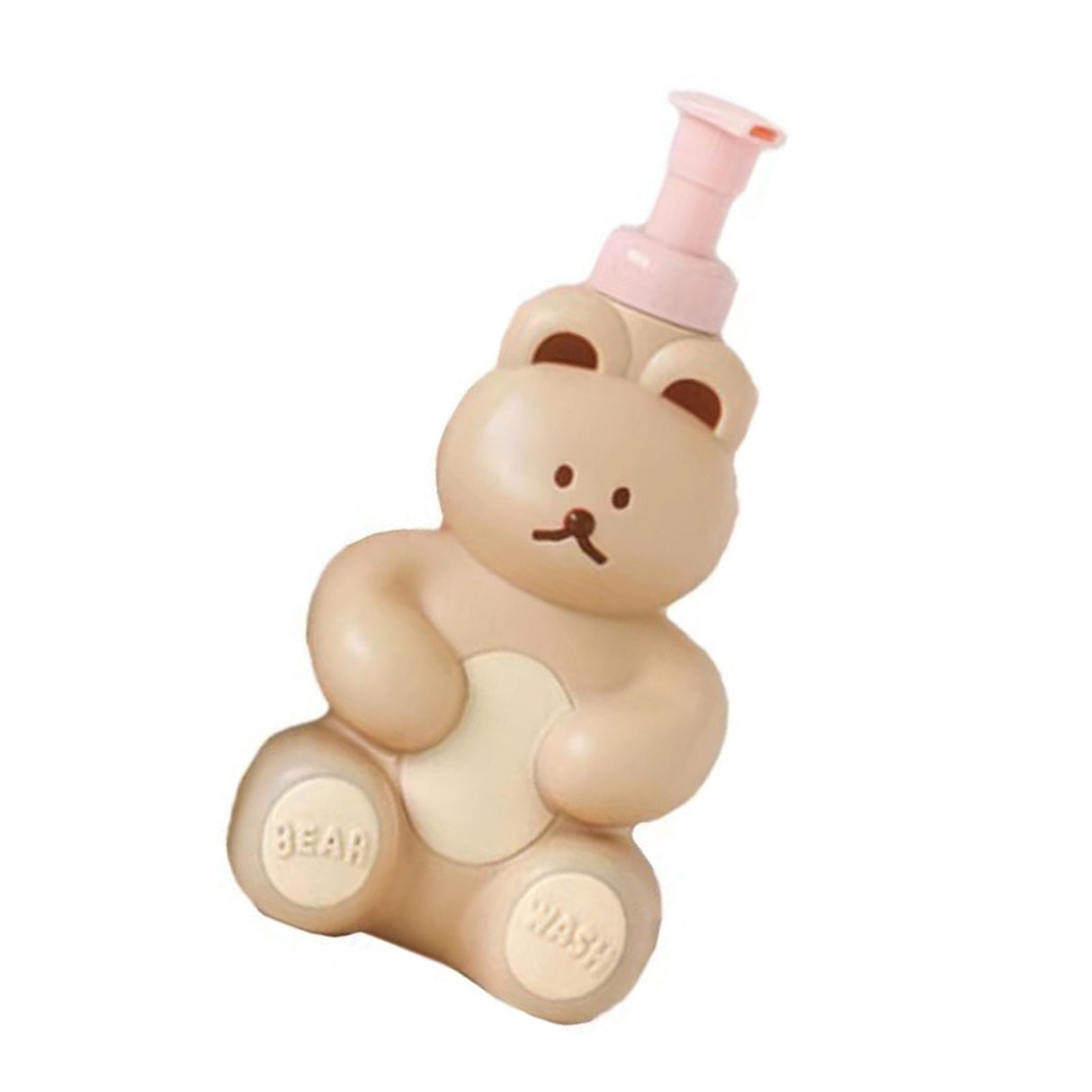 Foam Pump Bottle Cute Bear Shape Large Capacity Foaming Soap Dispenser Bottle for Facial Wash Body Wash Hand Soap Milk Tea Color