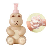 Foam Pump Bottle Cute Bear Shape Large Capacity Foaming Soap Dispenser Bottle for Facial Wash Body Wash Hand Soap Milk Tea Color - 45-Degree Angle