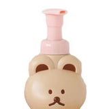 Foam Pump Bottle Cute Bear Shape Large Capacity Foaming Soap Dispenser Bottle for Facial Wash Body Wash Hand Soap Milk Tea Color - Close-Up Angle