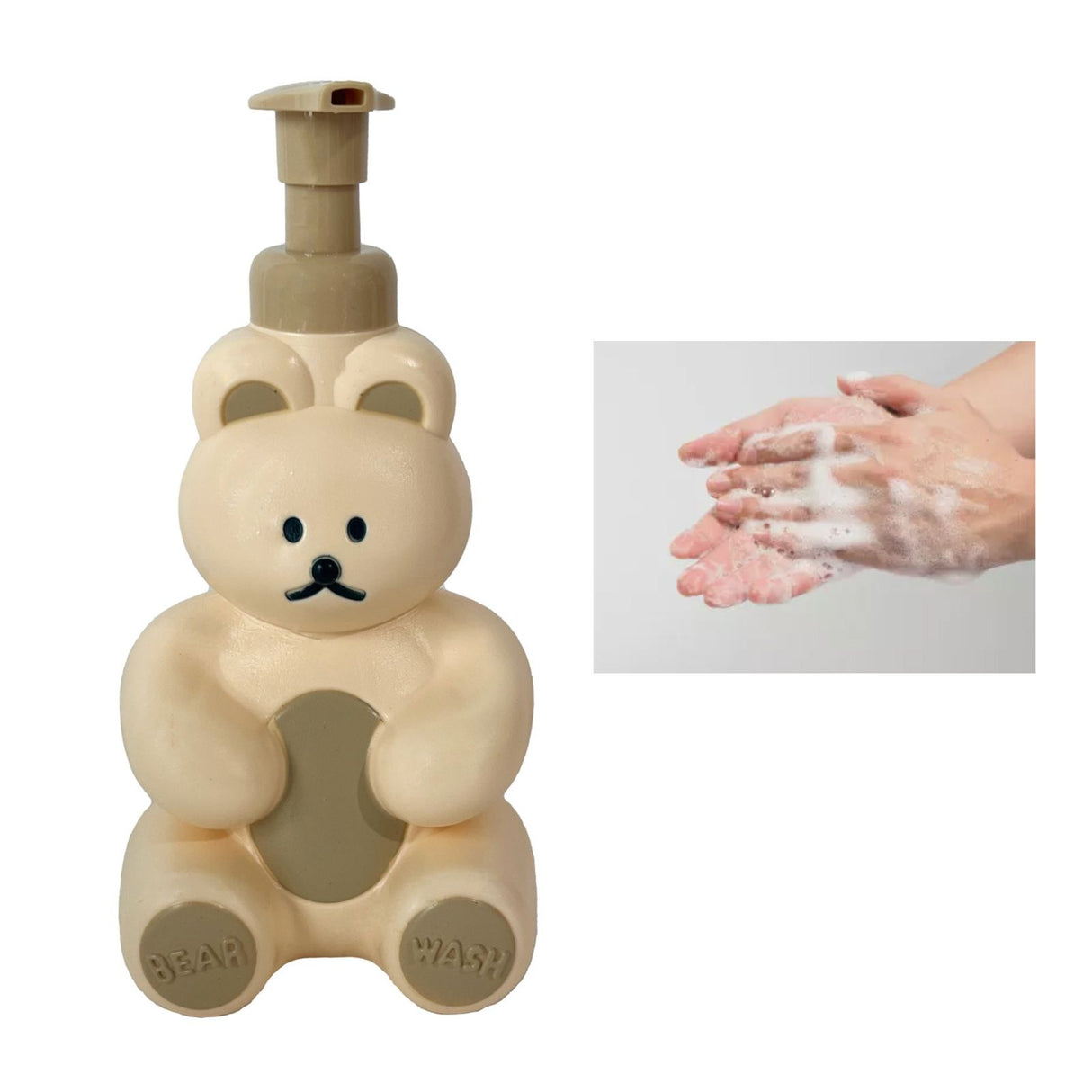 Foam Pump Bottle Cute Bear Shape Large Capacity Foaming Soap Dispenser Bottle for Facial Wash Body Wash Hand Soap Cream Color
