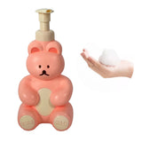 Foam Pump Bottle Cute Bear Shape Large Capacity Foaming Soap Dispenser Bottle for Facial Wash Body Wash Hand Soap Pink