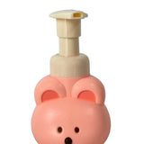 Foam Pump Bottle Cute Bear Shape Large Capacity Foaming Soap Dispenser Bottle for Facial Wash Body Wash Hand Soap Pink - Close-Up Angle