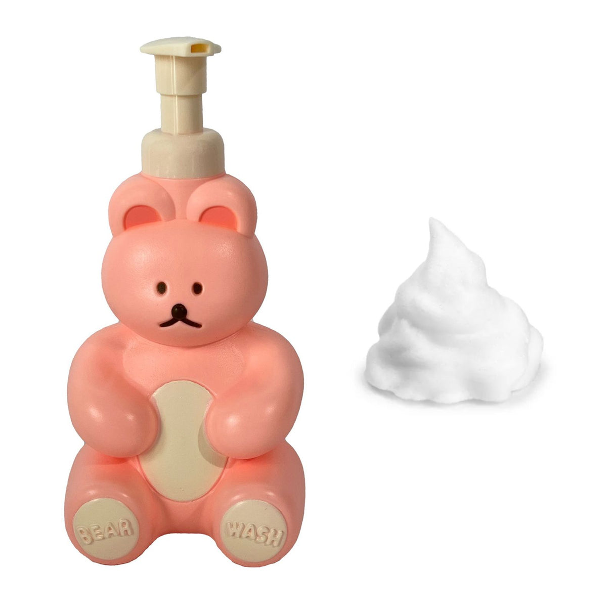 Foam Pump Bottle Cute Bear Shape Large Capacity Foaming Soap Dispenser Bottle for Facial Wash Body Wash Hand Soap Pink